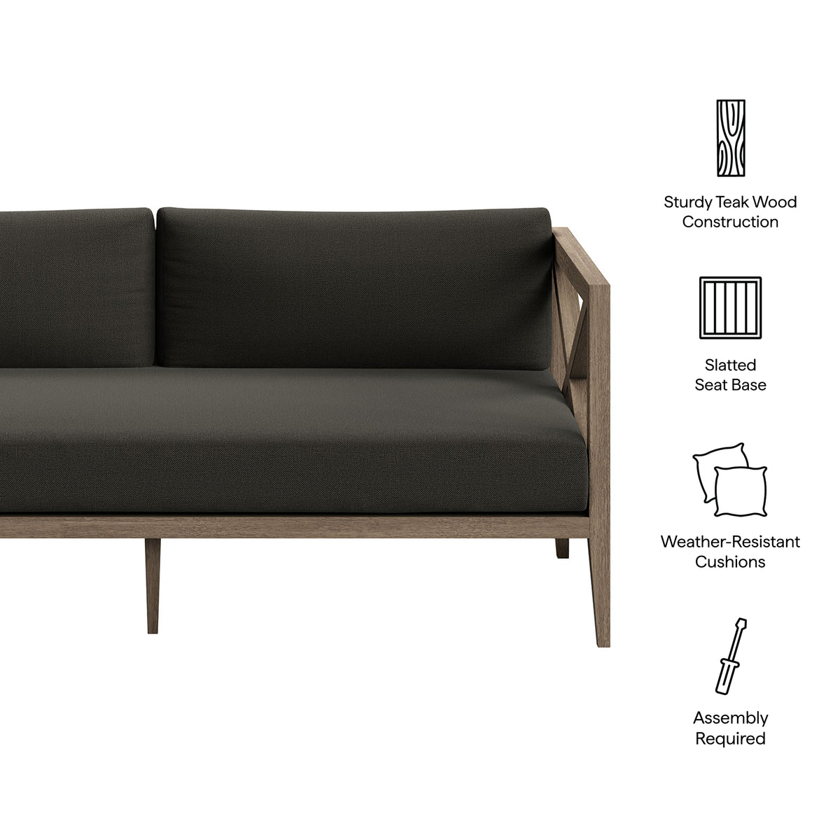 Northlake Weathered Gray Flint Outdoor Patio Teak Loveseat - Ornate Home
