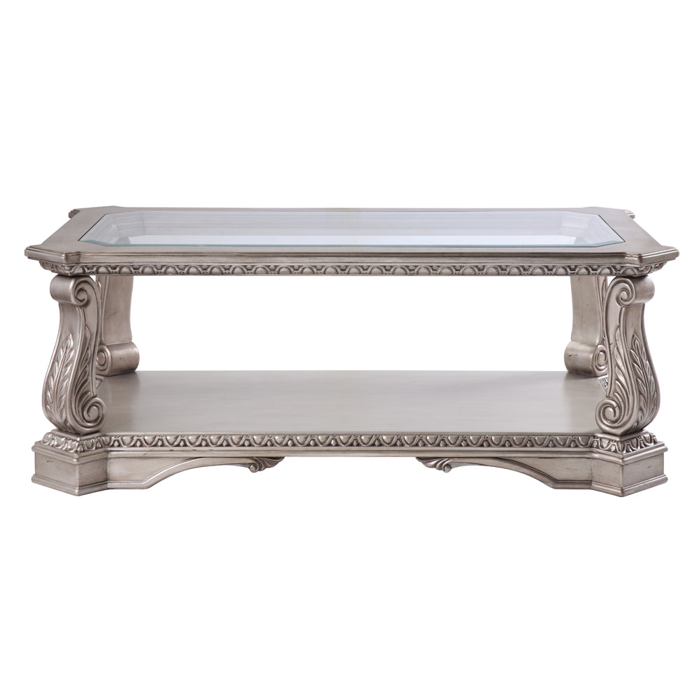 Northville Antique Silver & Clear Glass Coffee Table - Ornate Home