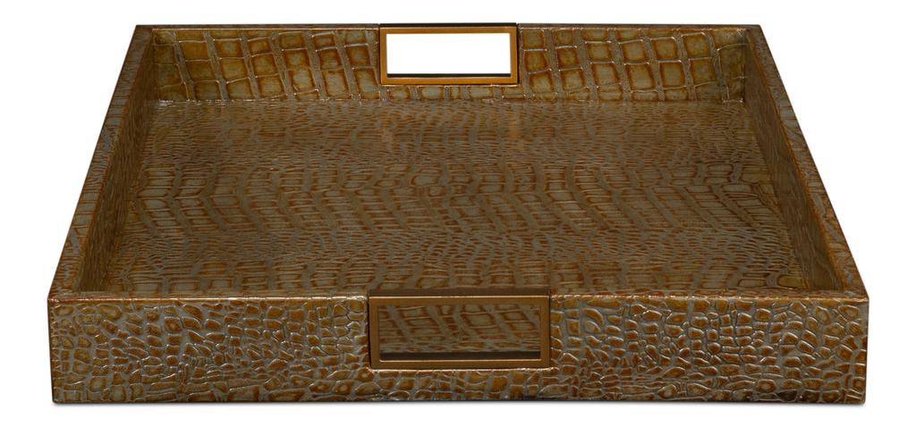 Norton Green Leather Tray - Ornate Home