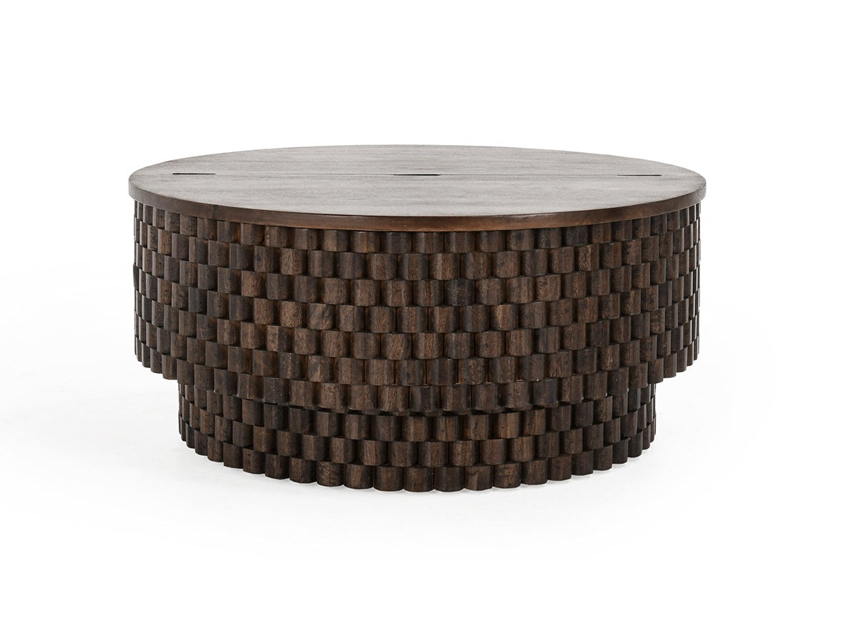 Norwood Bark Brown Round Coffee Table - Ornate Home