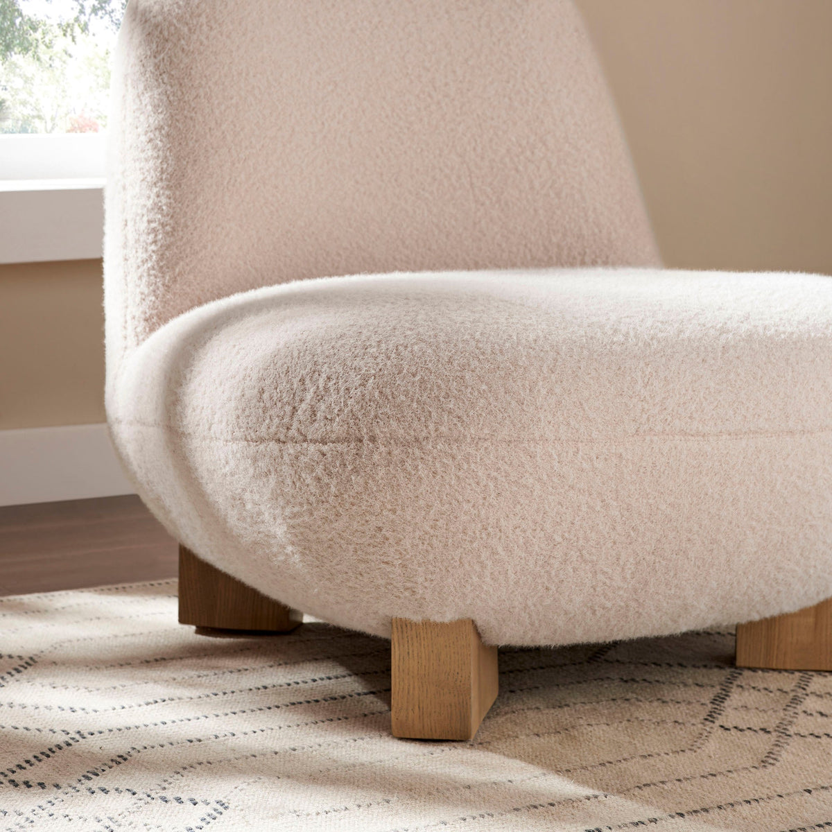 Norwood Petal Faux Mohair Bean Shaped Accent Chair - Ornate Home