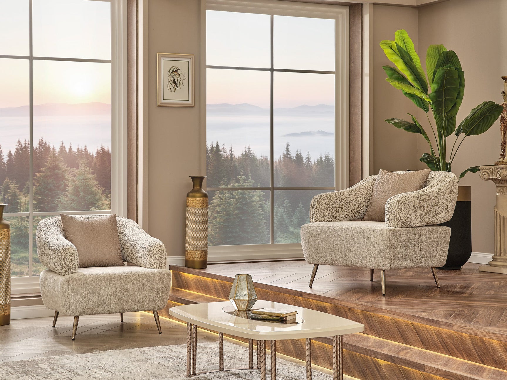 Nova Cream 3-pieces (Sofa & Loveseat & Chair) Living Room Set