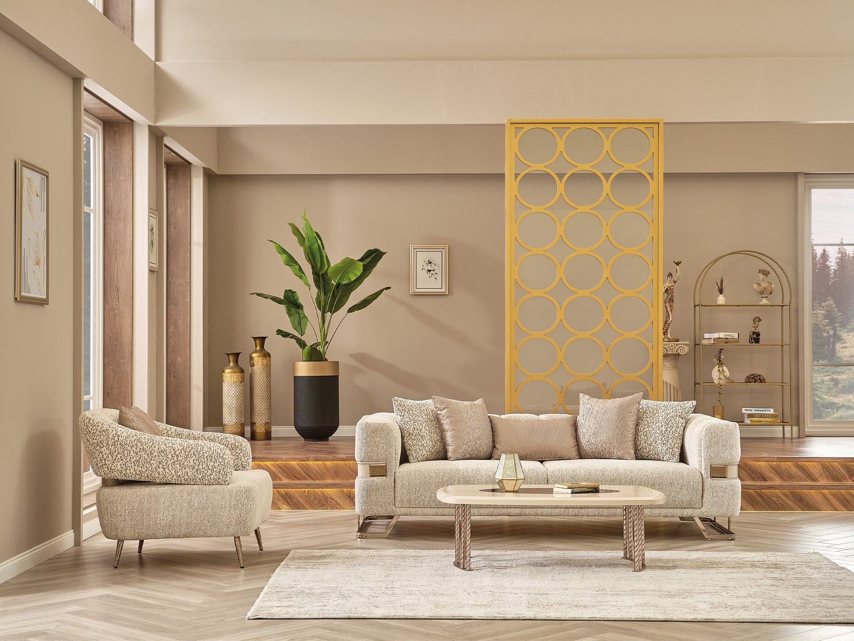 Nova Cream 3-pieces (Sofa & Loveseat & Chair) Living Room Set