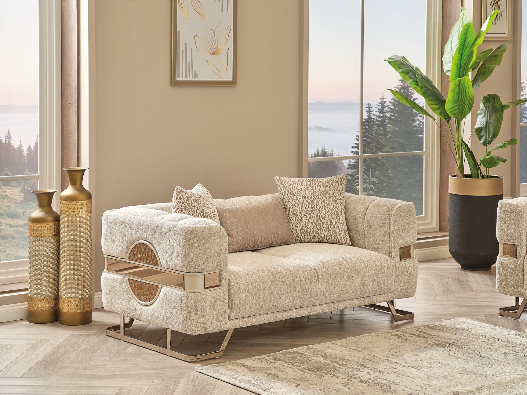 Nova Cream 3-pieces (Sofa & Loveseat & Chair) Living Room Set