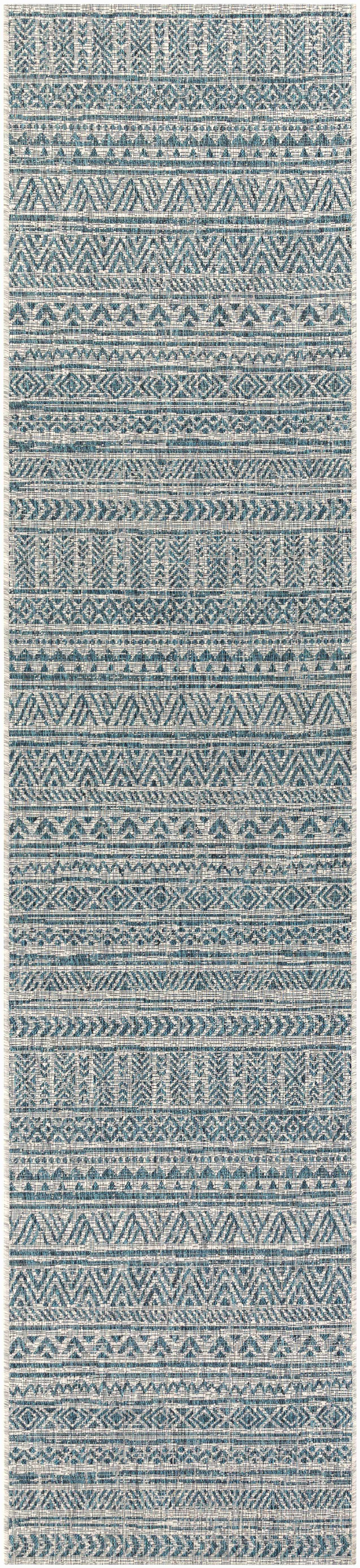 Novato Aqua All Over Pattern Performance Outdoor Rug - Ornate Home