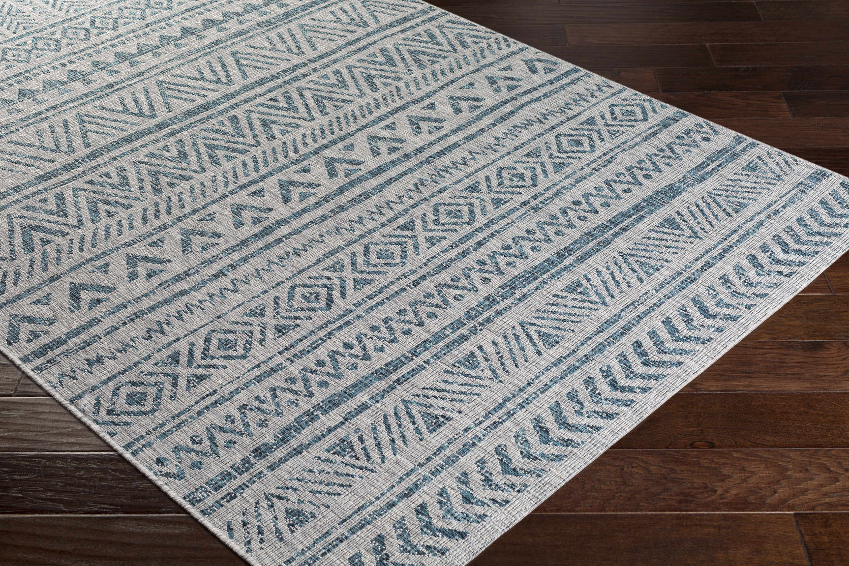 Novato Aqua All Over Pattern Performance Outdoor Rug - Ornate Home