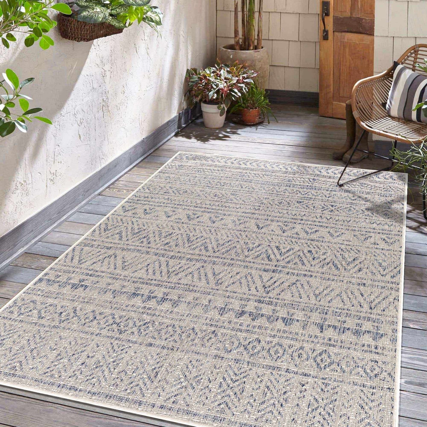 Novato Gray All Over Pattern Performance Outdoor Rug - Clearance - Ornate Home