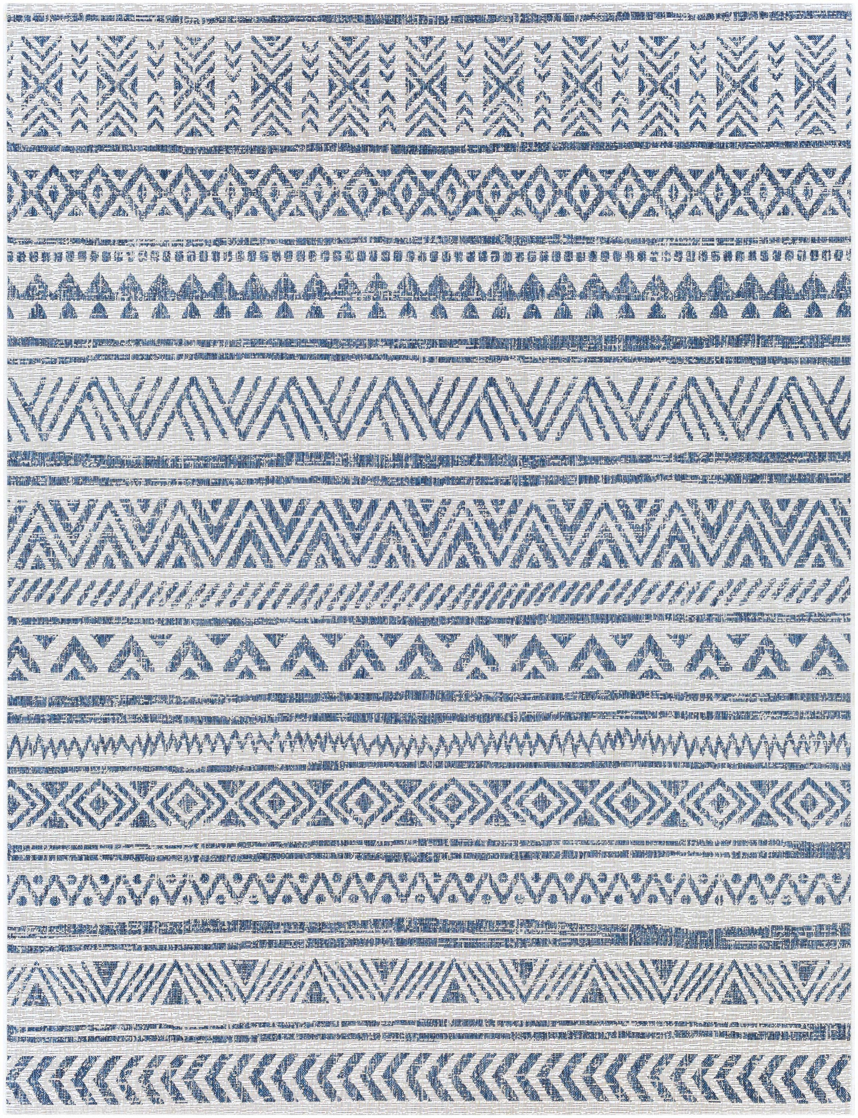 Novato Navy All Over Pattern Performance Outdoor Rug - Ornate Home