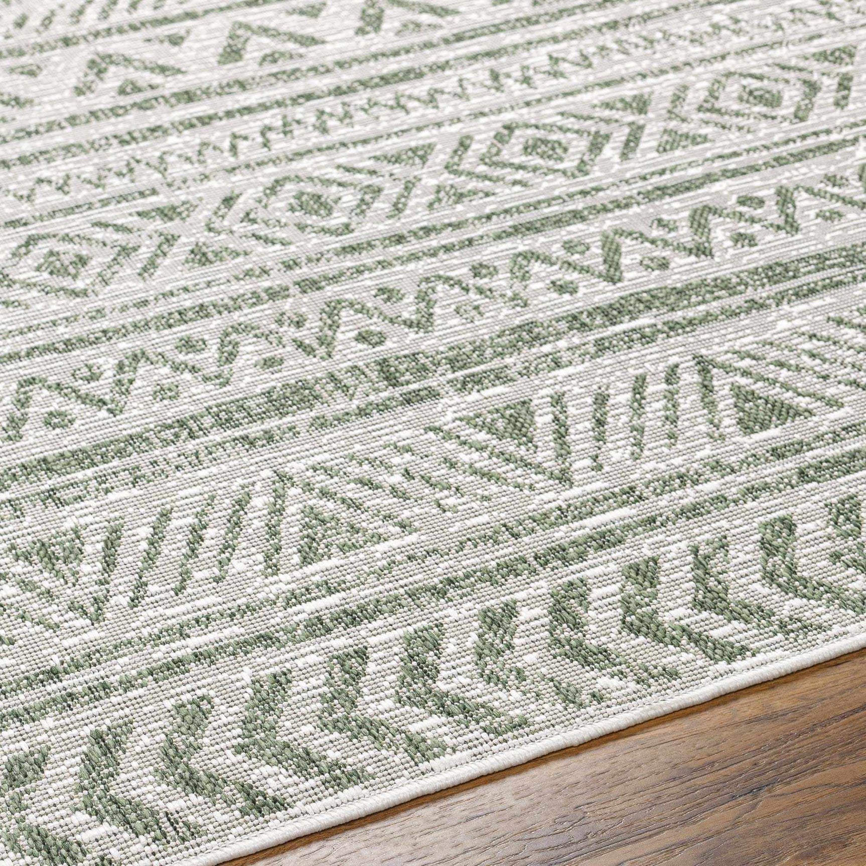 Novato Olive All Over Pattern Performance Outdoor Rug - Ornate Home