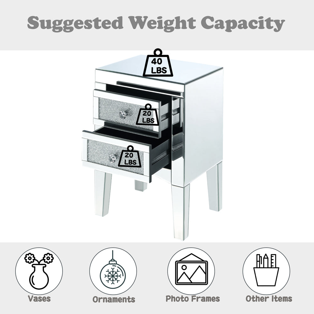 Nowles Mirrored & Faux Diamonds Accent Table - Ornate Home