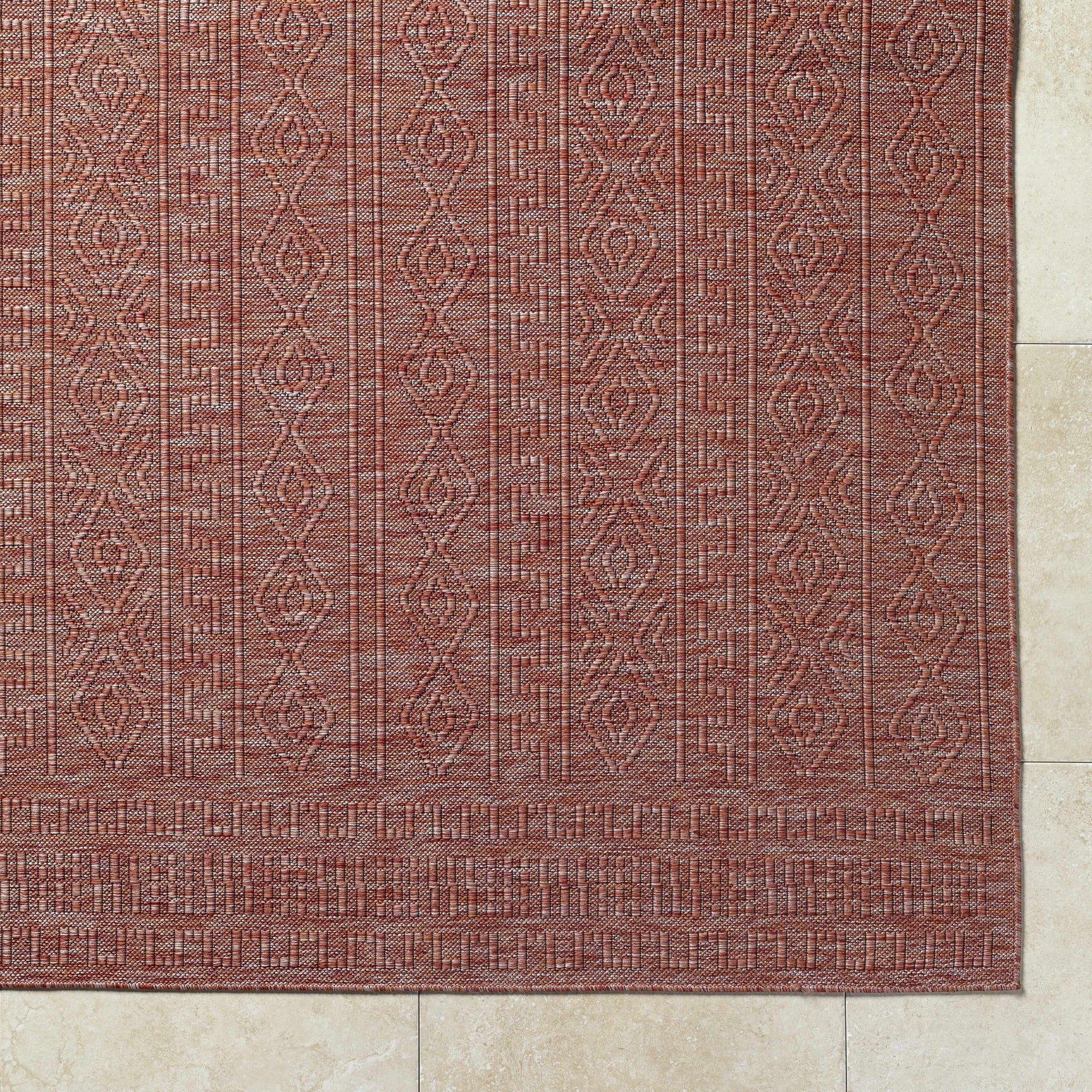 Nuela Burgundy Outdoor Area Rug - Clearance - Ornate Home