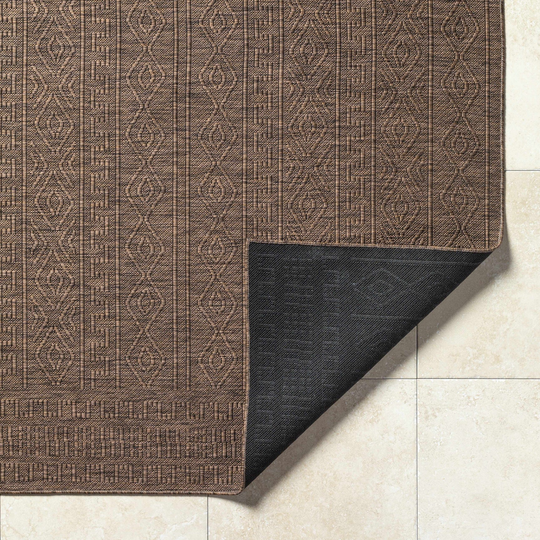Nuela Dark Brown Outdoor Area Rug - Clearance - Ornate Home