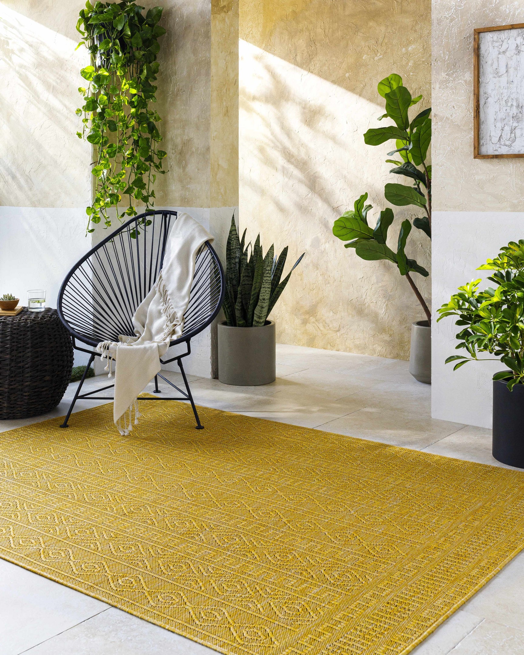 Nuela Mustard Outdoor Area Rug - Clearance - Ornate Home