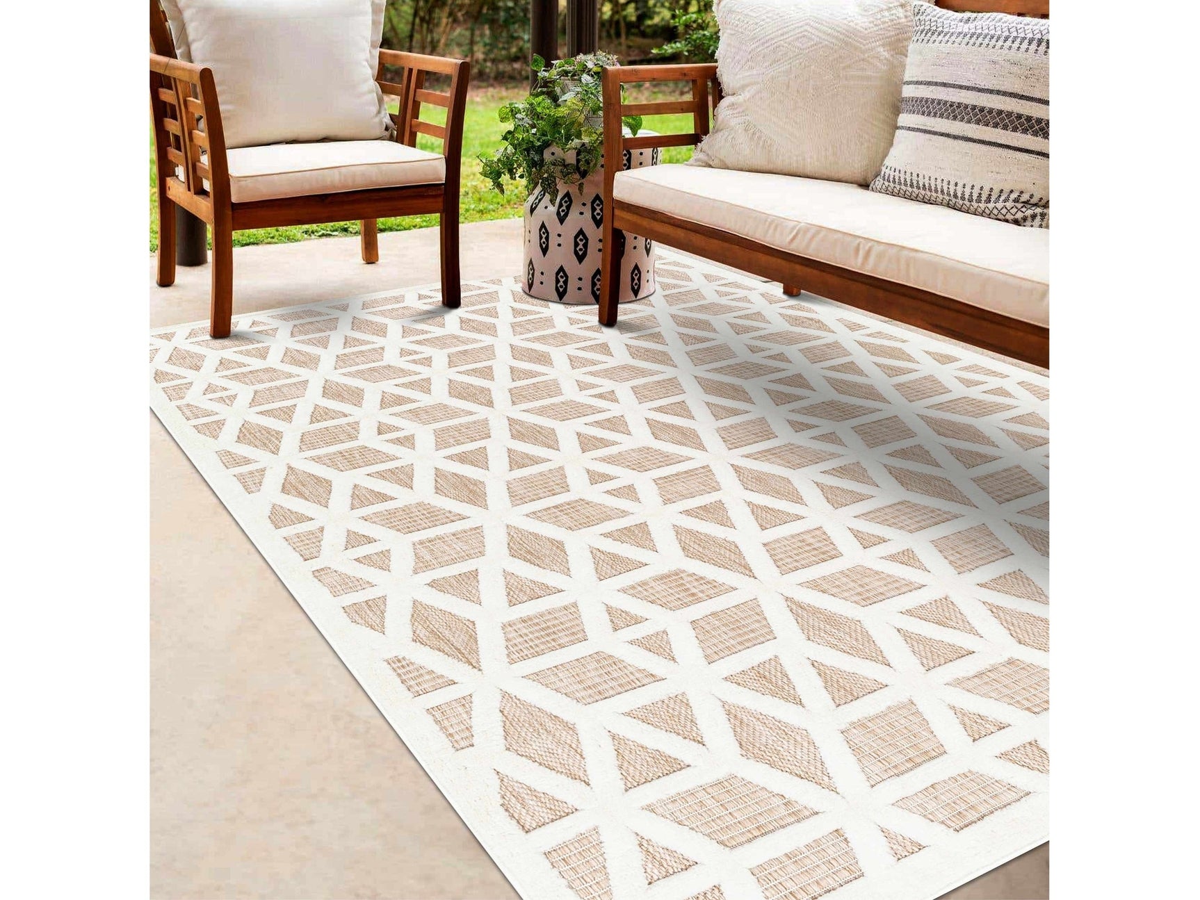 Nuri Tan Outdoor Rug - Ornate Home