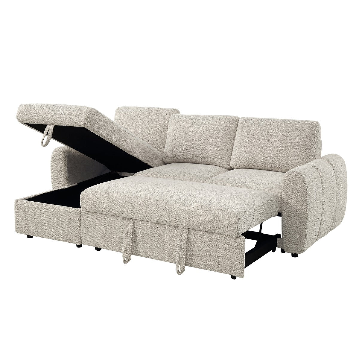Nuriel Beige Reversible Sectional Sofa W/Sleeper & Storage - Ornate Home