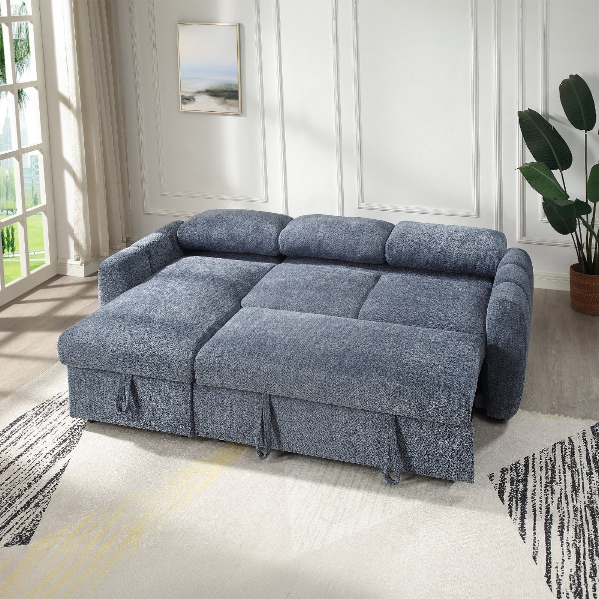 Nuriel Blue Reversible Sectional Sofa W/Sleeper & Storage - Ornate Home