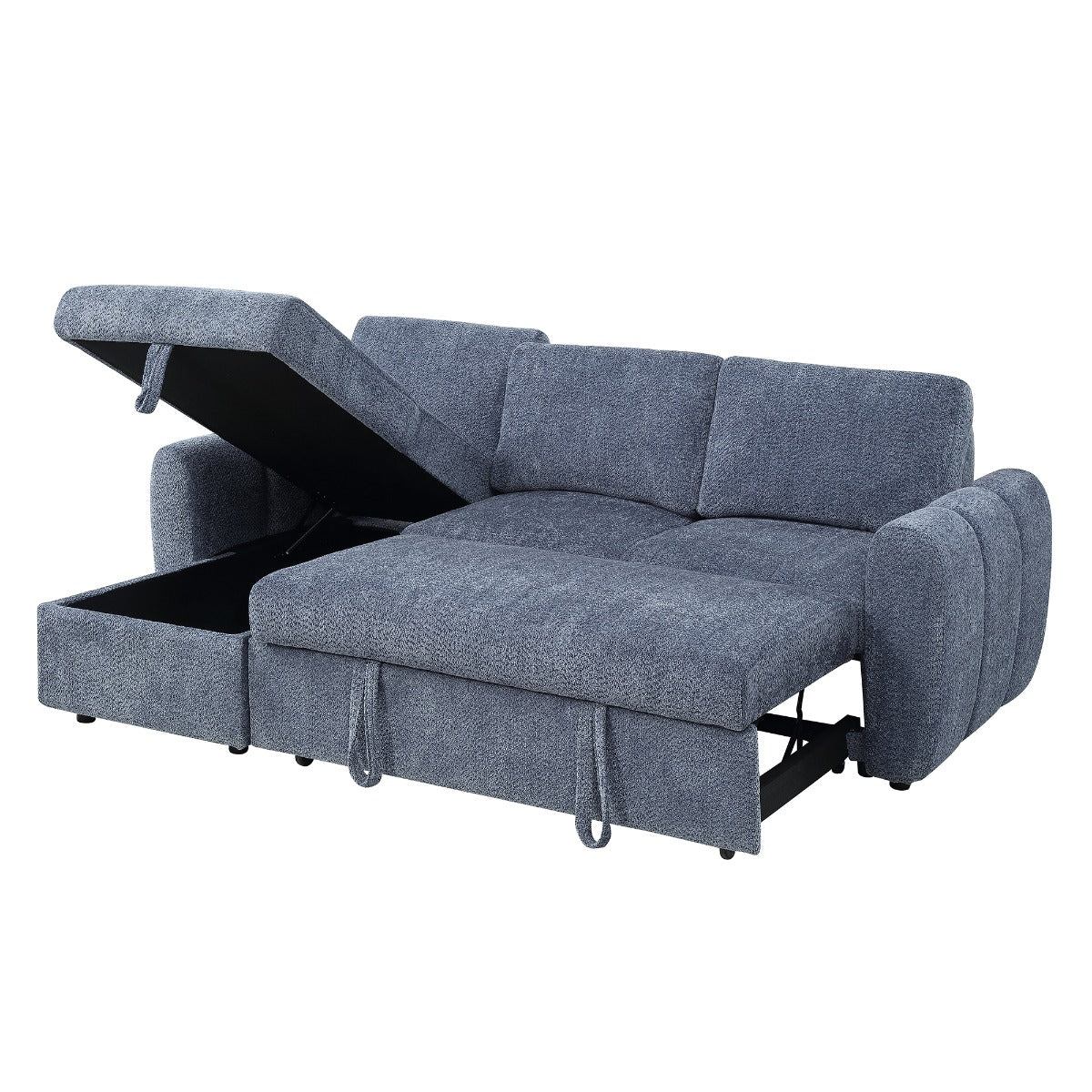 Nuriel Blue Reversible Sectional Sofa W/Sleeper & Storage - Ornate Home