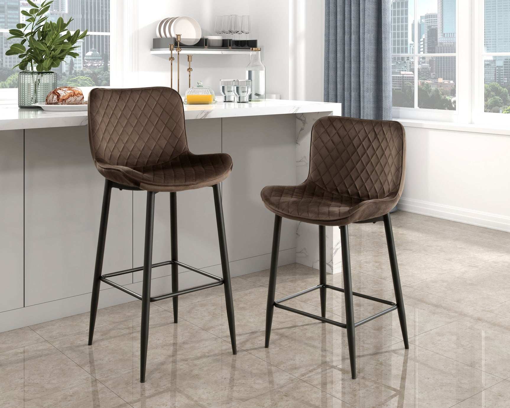 Nya Brown Counter Height Chair (Set of 2) - Ornate Home