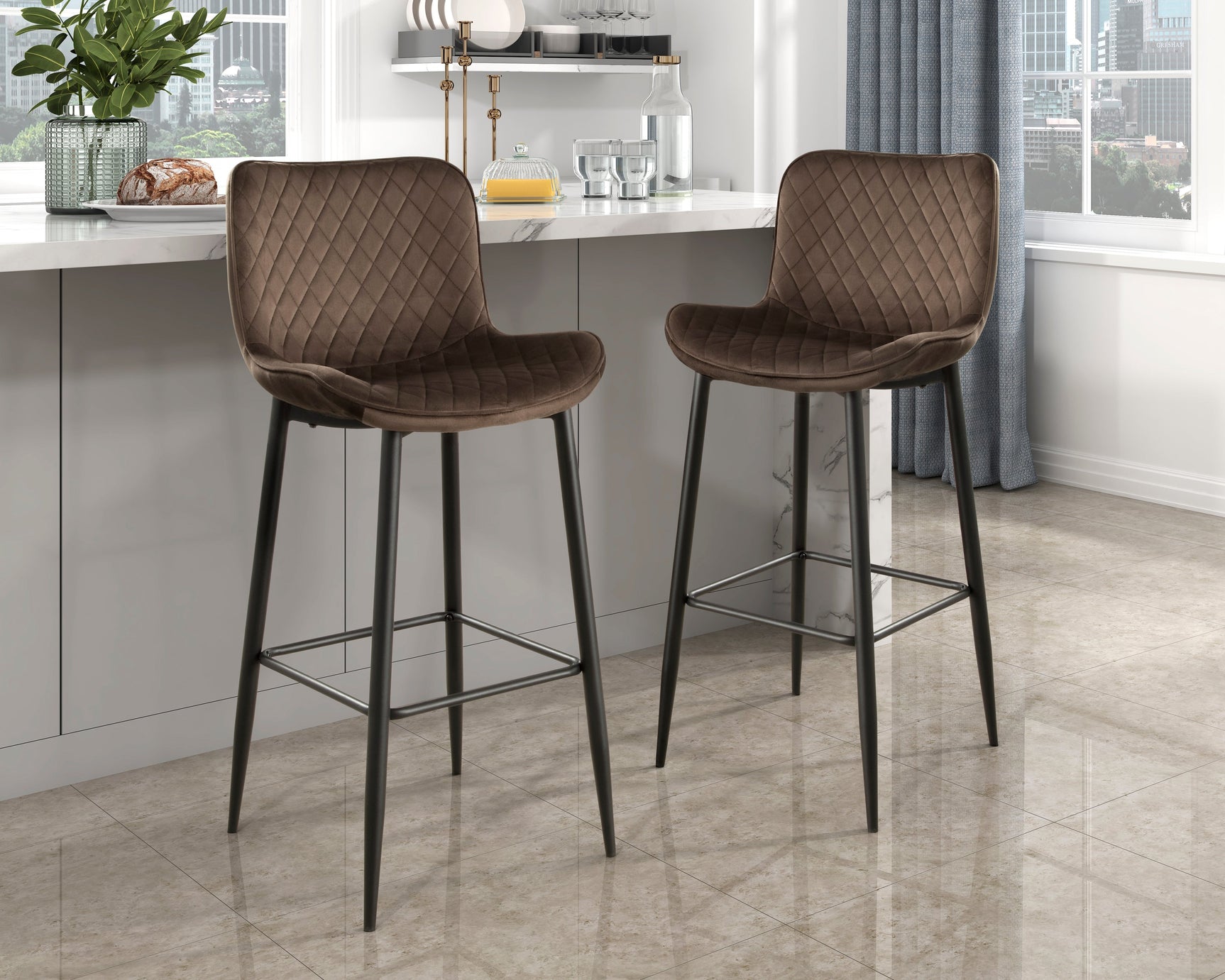 Nya Brown Pub Height Chair (Set of 2) - Ornate Home