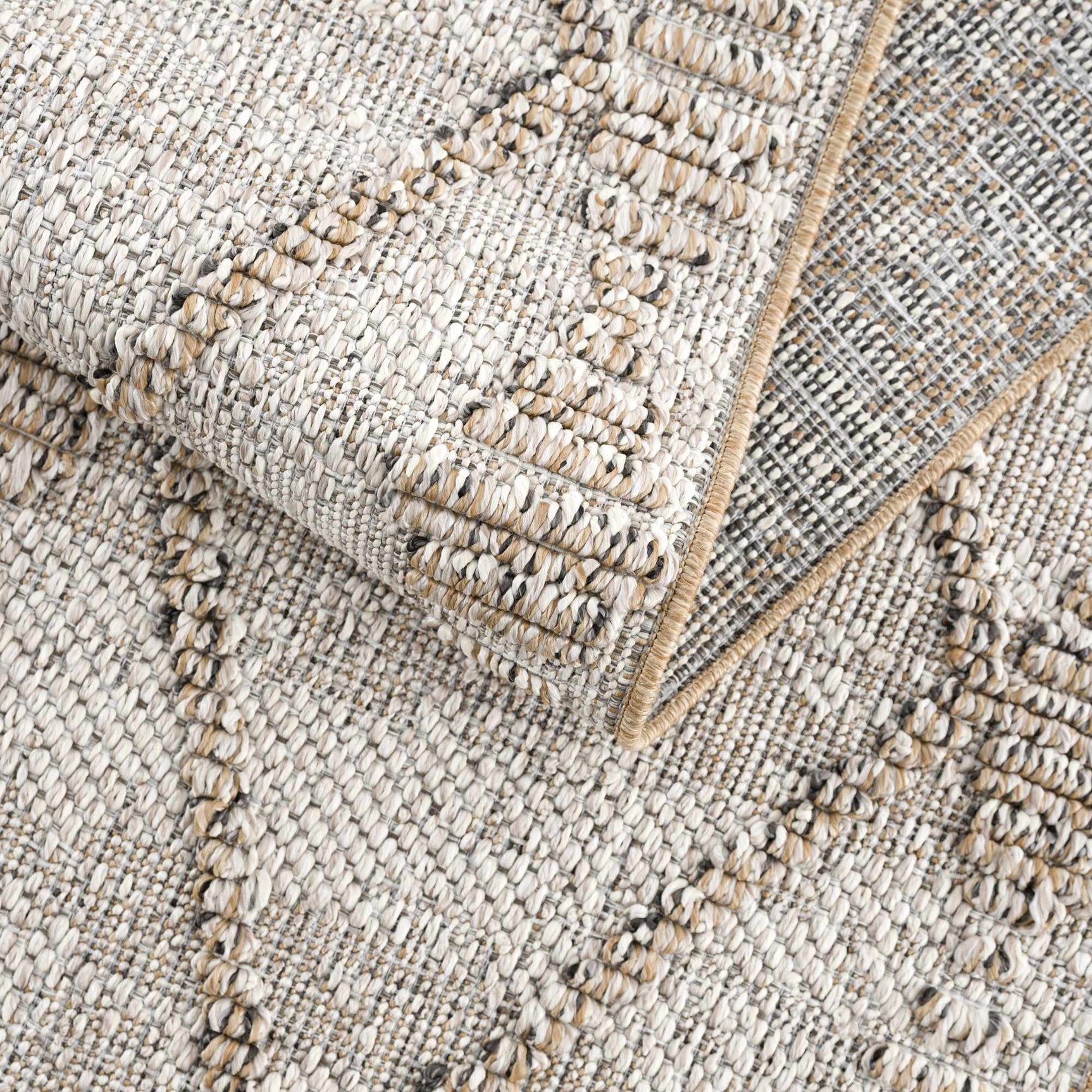 Nyla Bone & Tan Textured Performance Outdoor Rug - Clearance - Ornate Home