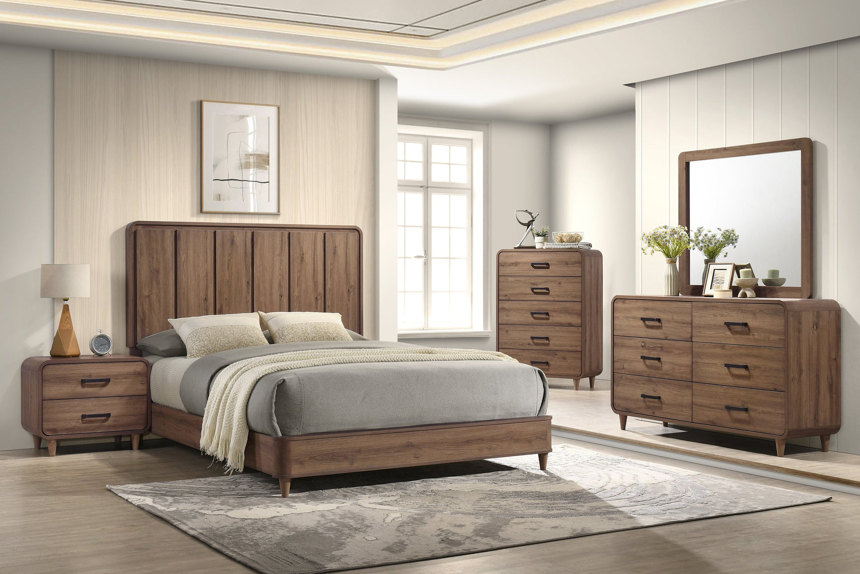 Nyomi Light Brown King Panel Bed - Ornate Home