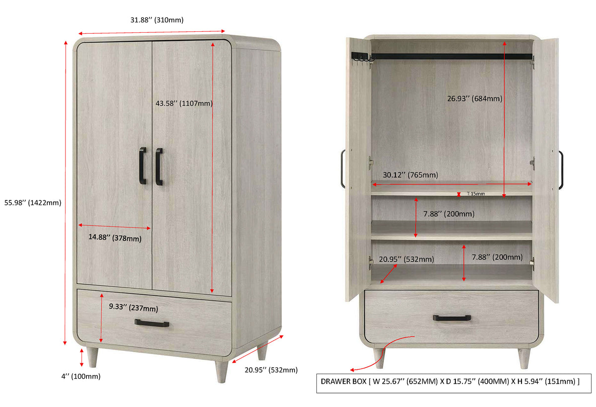 Nyomi White Armoire - Ornate Home
