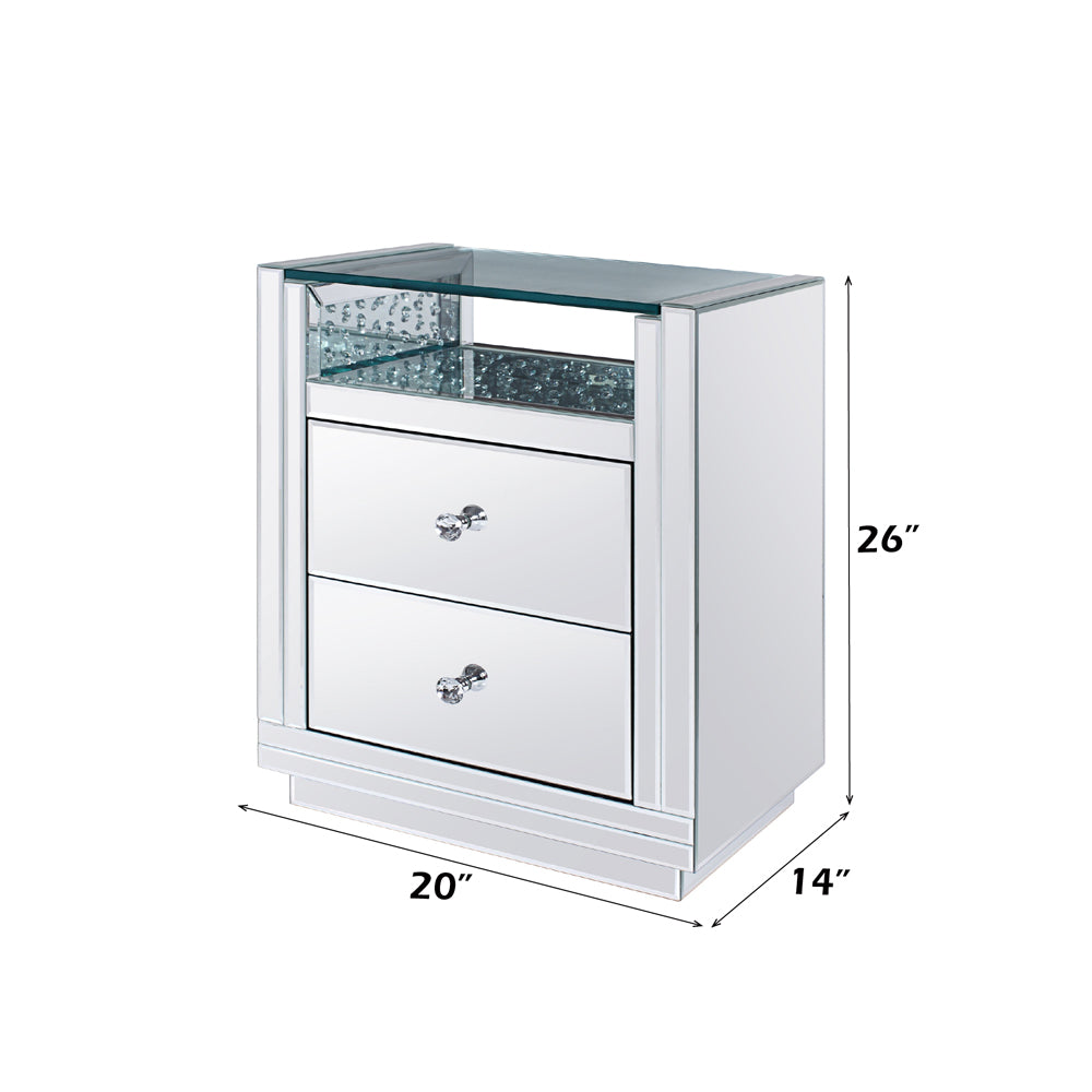 Nysa Clear glass top with faux crystal inlay Accent Table - Ornate Home