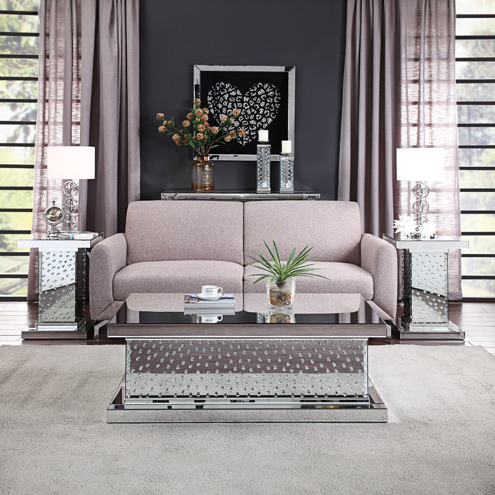 Nysa End Table in Mirrored & Faux Crystals 81412 - Ornate Home