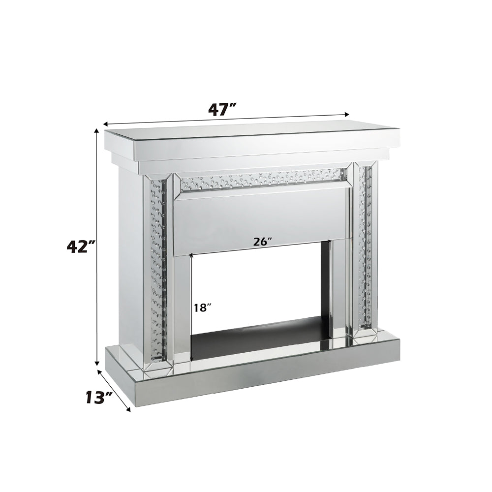 Nysa Fireplace in Mirrored & Faux Crystals - Ornate Home