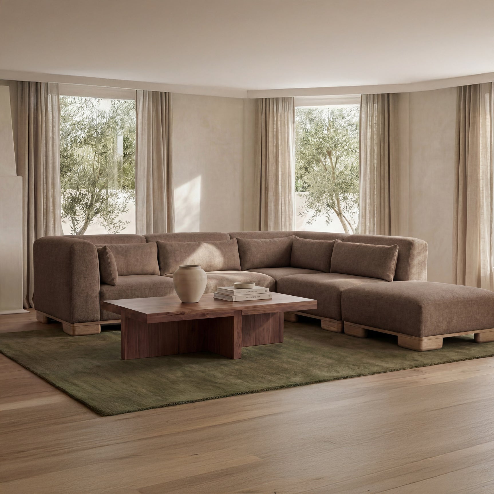 June Dark Brown Ottoman