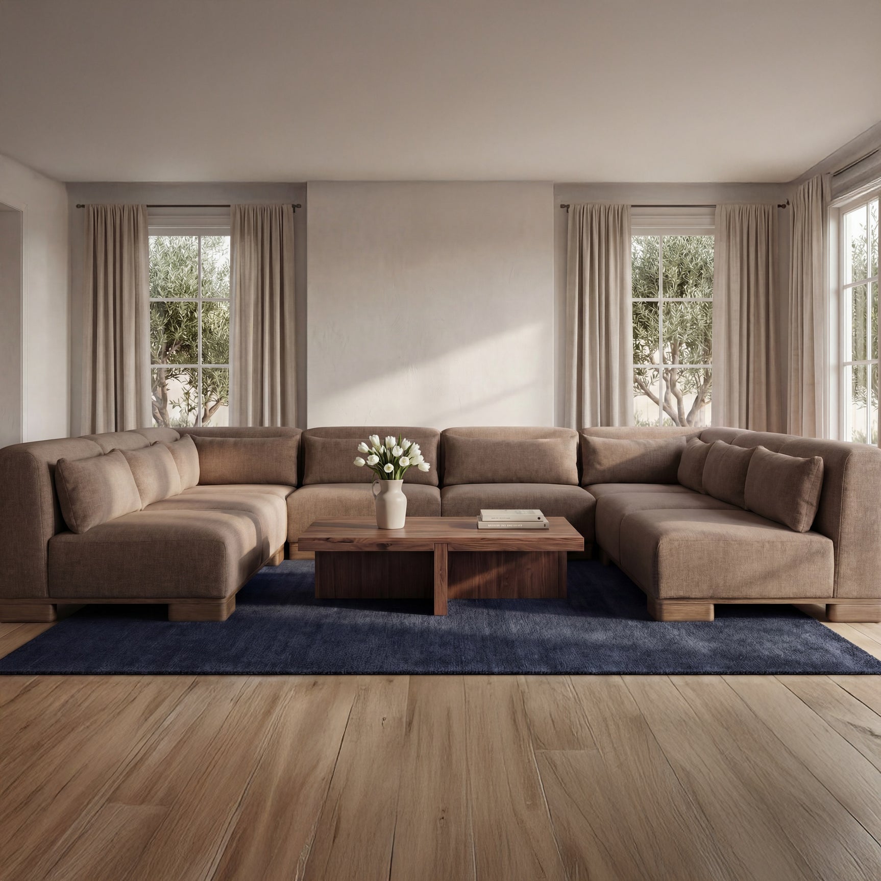 June Dark Brown U Shaped Modular Sectional