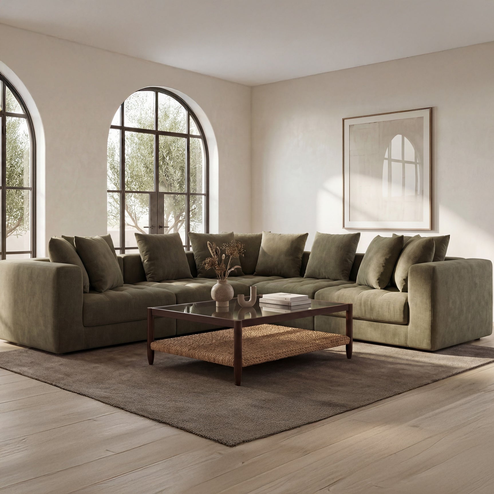 Davie Olive Corner Chair