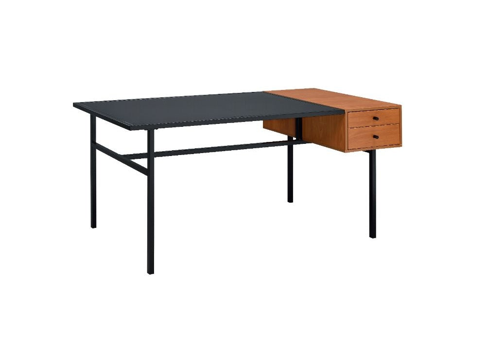 Oaken Honey Oak & Black Desk - Ornate Home