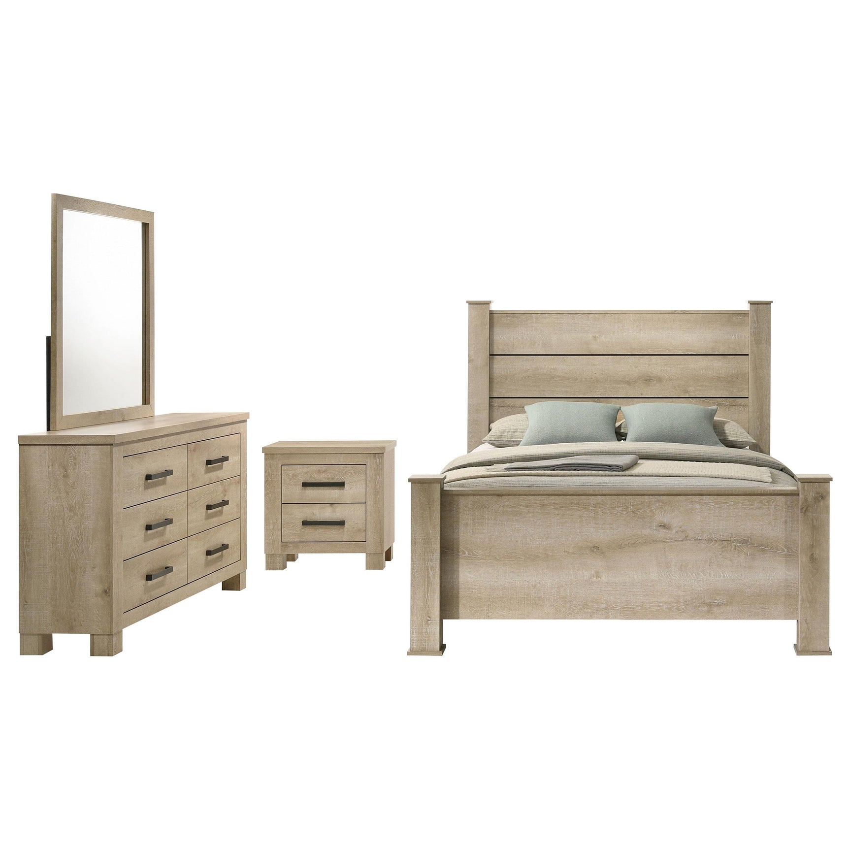 Oakglen Weathered Oak 4-piece Eastern King Bedroom Set - Ornate Home
