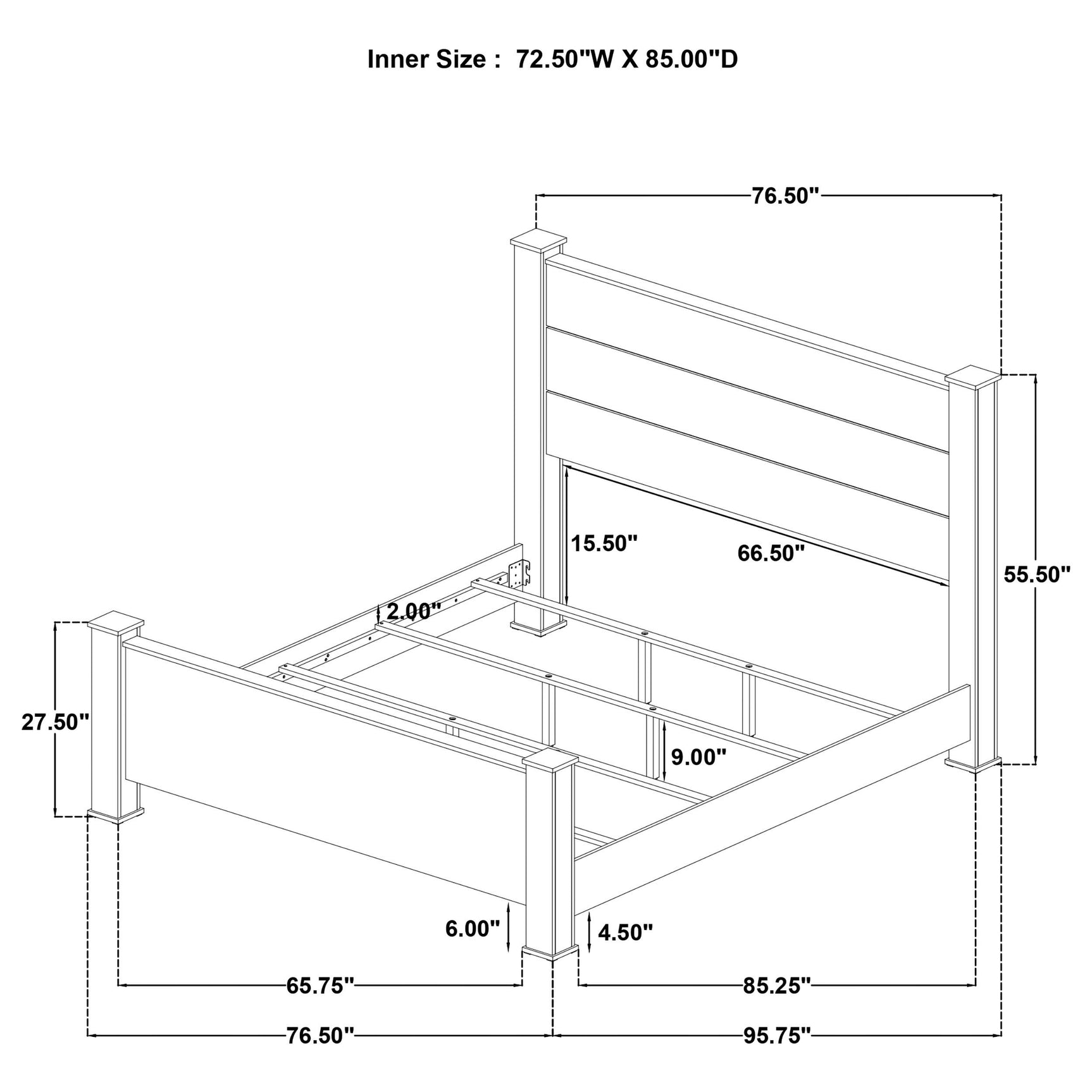 Oakglen Weathered Oak 55-inch California King Panel Bed - Ornate Home
