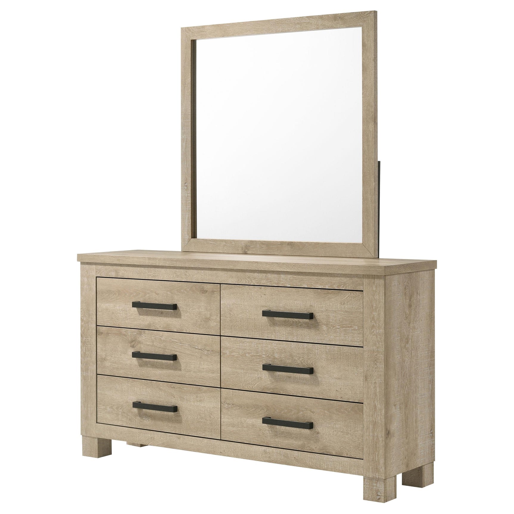 Oakglen Weathered Oak 6-drawer Bedroom Dresser and Mirror - Ornate Home