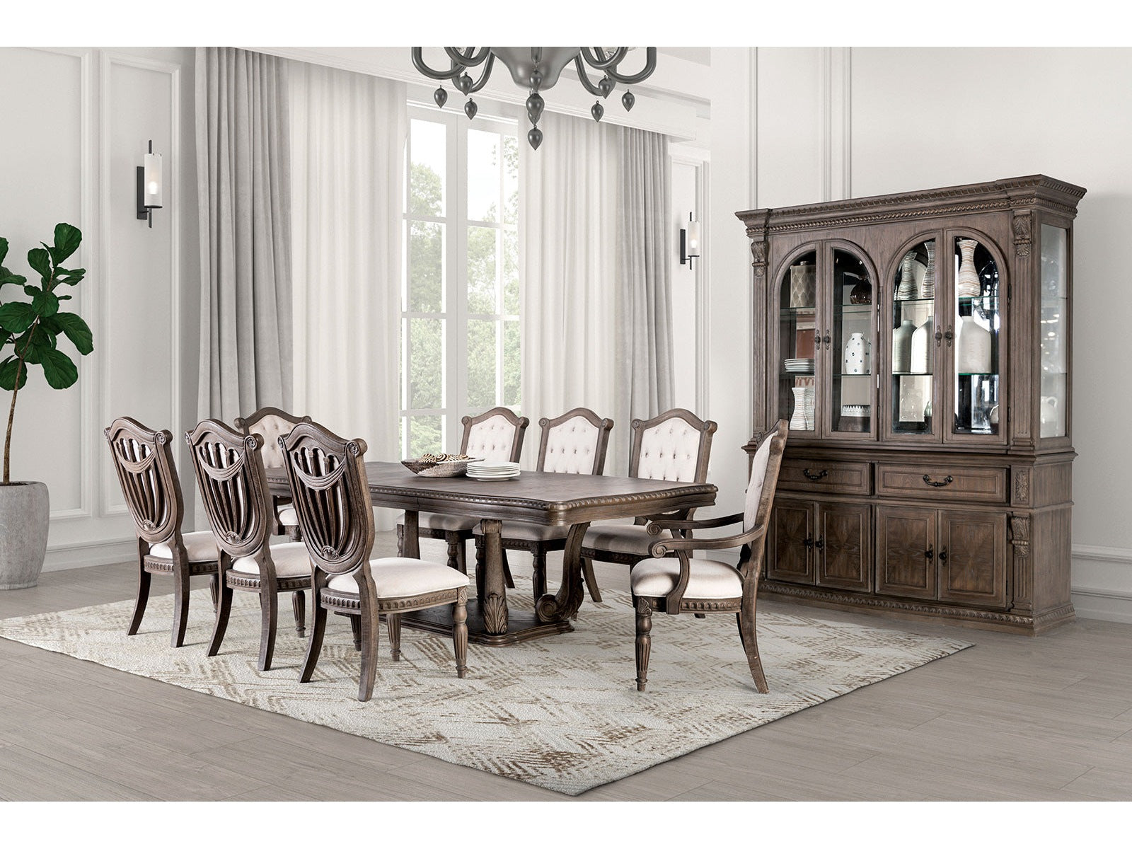 Oakham Weathered Oak 9 Piece Dining Set - Ornate Home