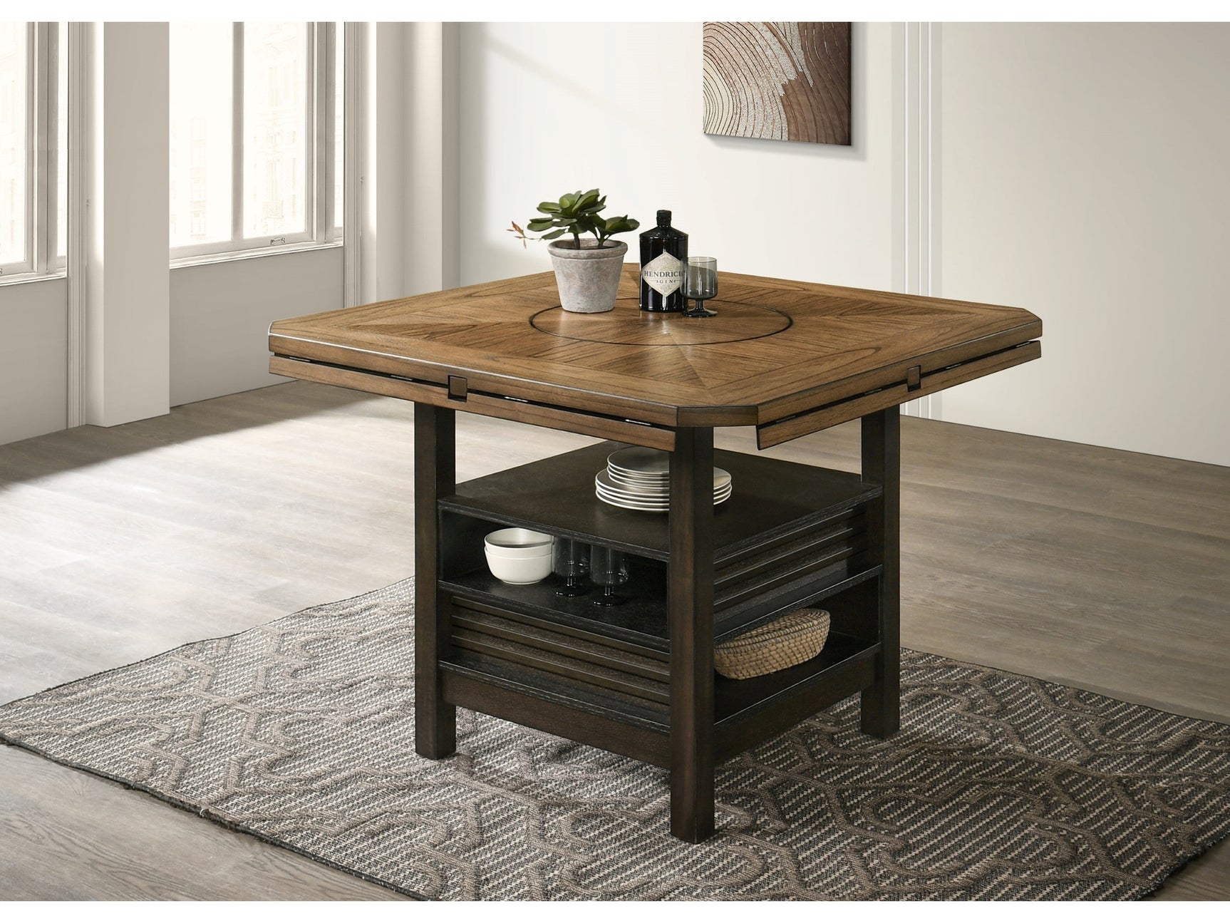 Oakly Brown Round/Square Counter Height Dining Set - Ornate Home