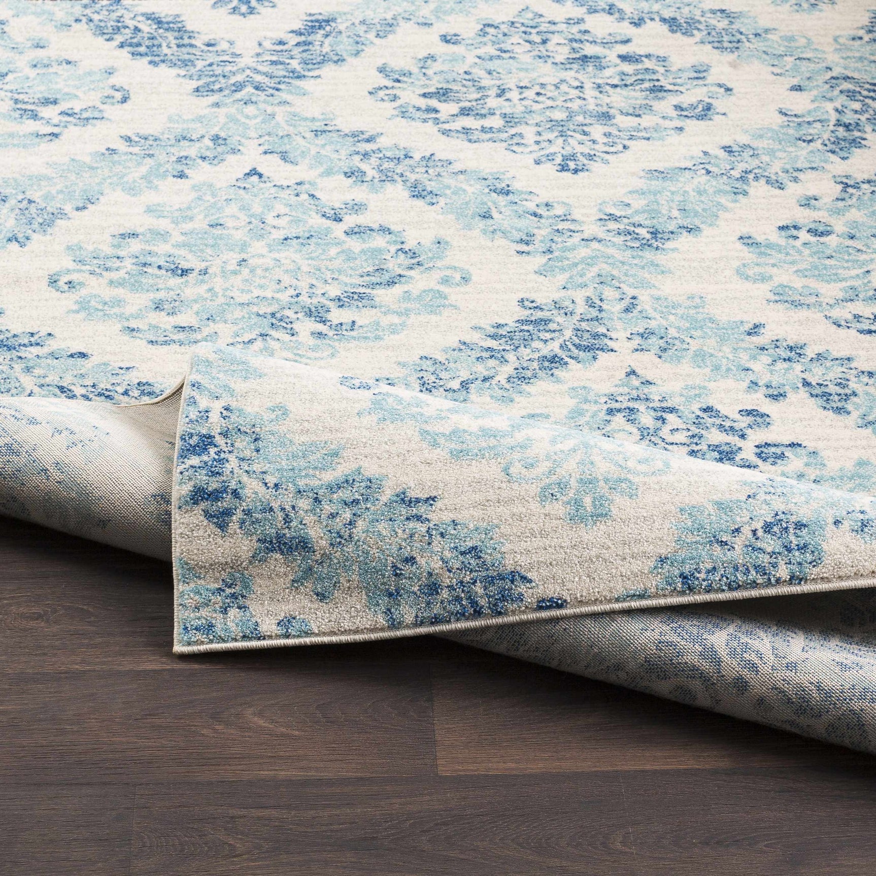 Oaklyn Teal Floral Diamonds Rug - Ornate Home