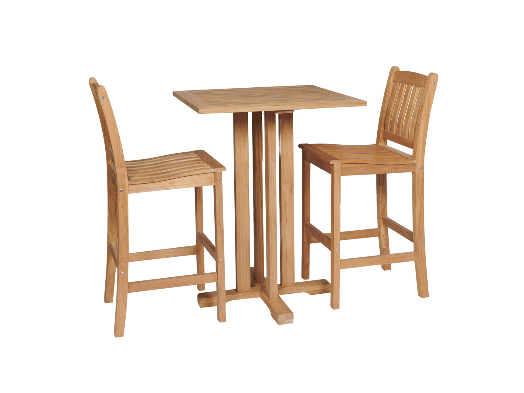 Oasis 3-Piece Square Teak Outdoor Bar Height Dining Set - Ornate Home