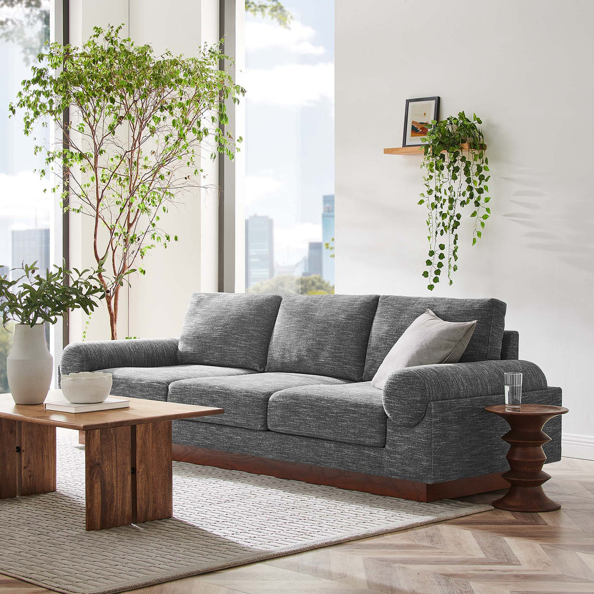 Oasis Gray Upholstered Fabric Sofa - Ornate Home