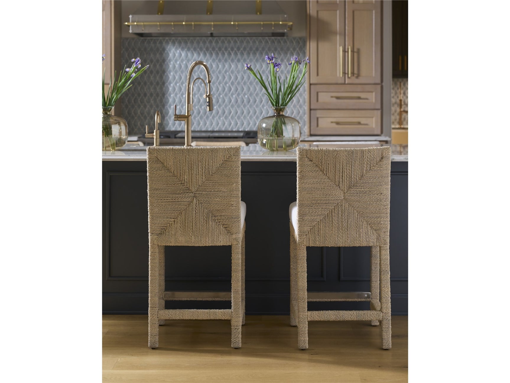 Oasis Natural Abaca/Crypton Nomad Snow Counter Chair (Set of 2) - Ornate Home