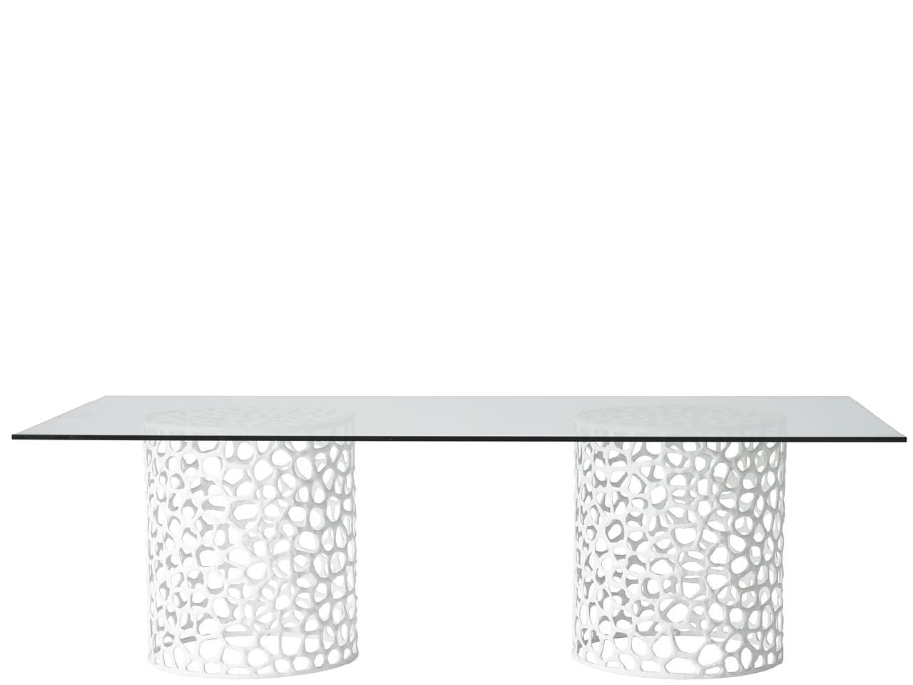 Oasis White/Tempered Glass Rectangular Dining Table - Ornate Home