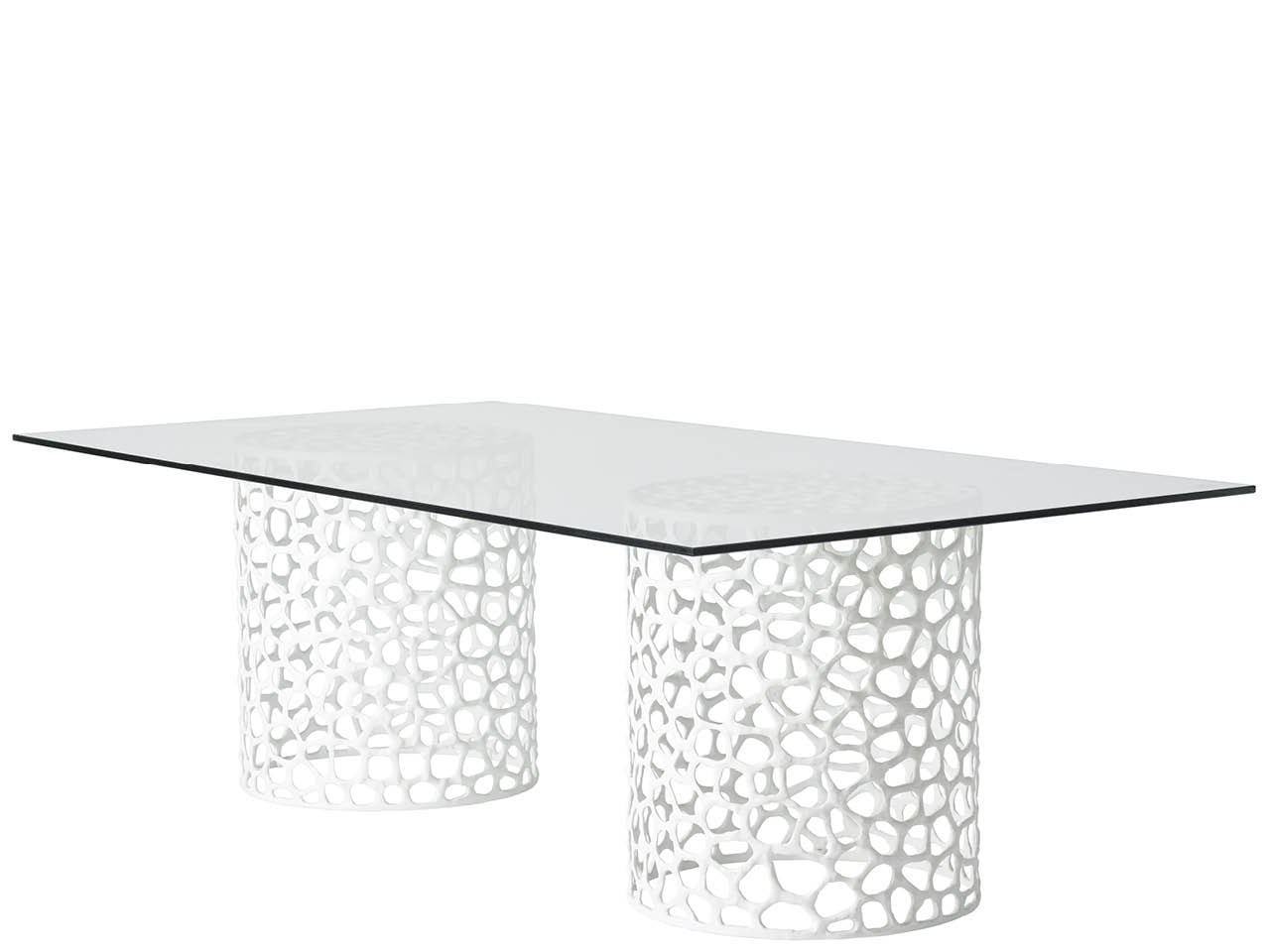 Oasis White/Tempered Glass Rectangular Dining Table - Ornate Home