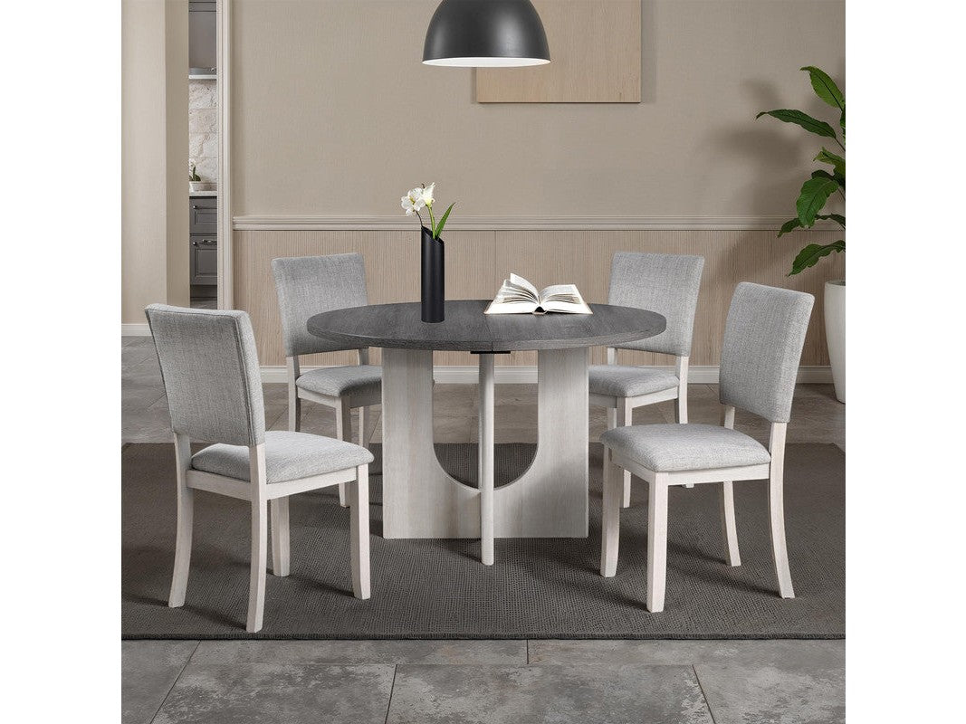 Oberto Gray 5 Pc. Round Dining Table Set - Ornate Home
