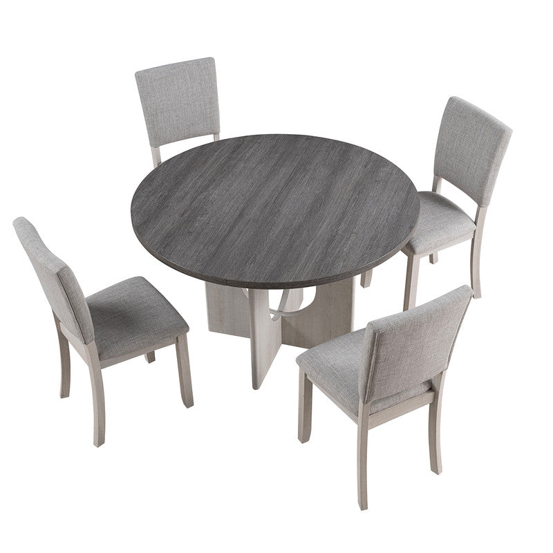 Oberto Gray 5 Pc. Round Dining Table Set - Ornate Home