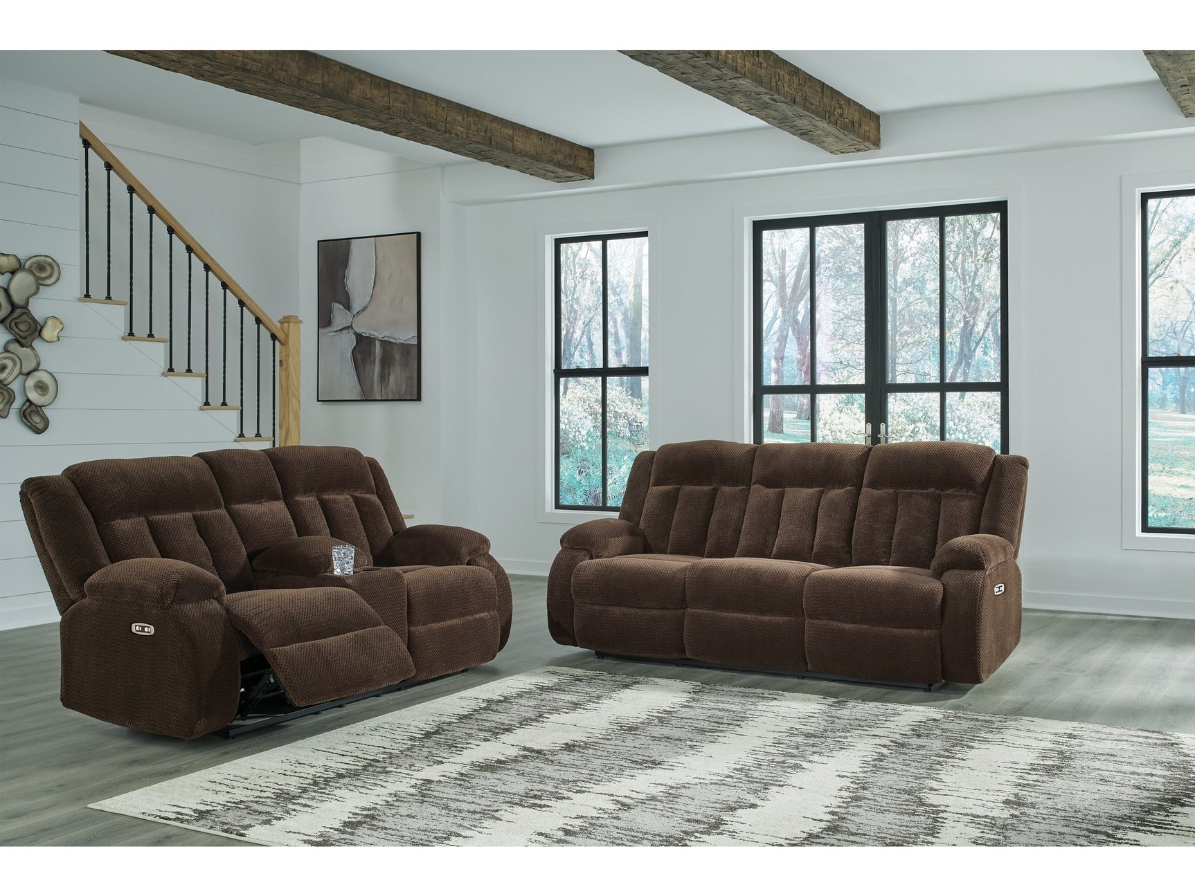 Observation Chocolate Power Reclining Sofa and Loveseat (Online Special Price) - Ornate Home