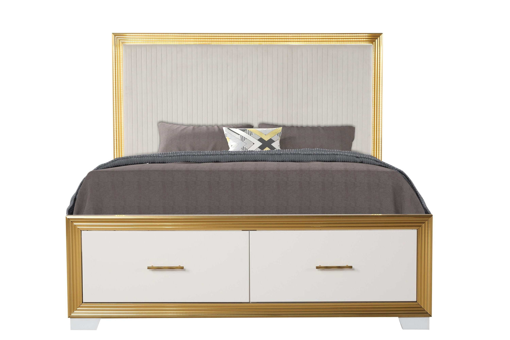 Obsession White & Gold King Bedroom Set / 4pc - Ornate Home