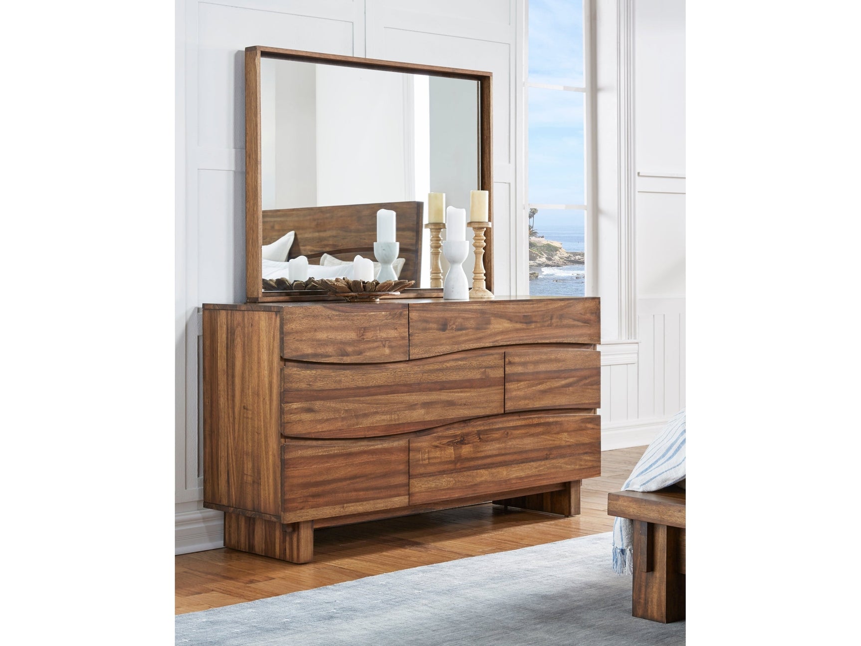 Ocean Six Drawer Solid Wood Dresser in Natural Sengon - Ornate Home