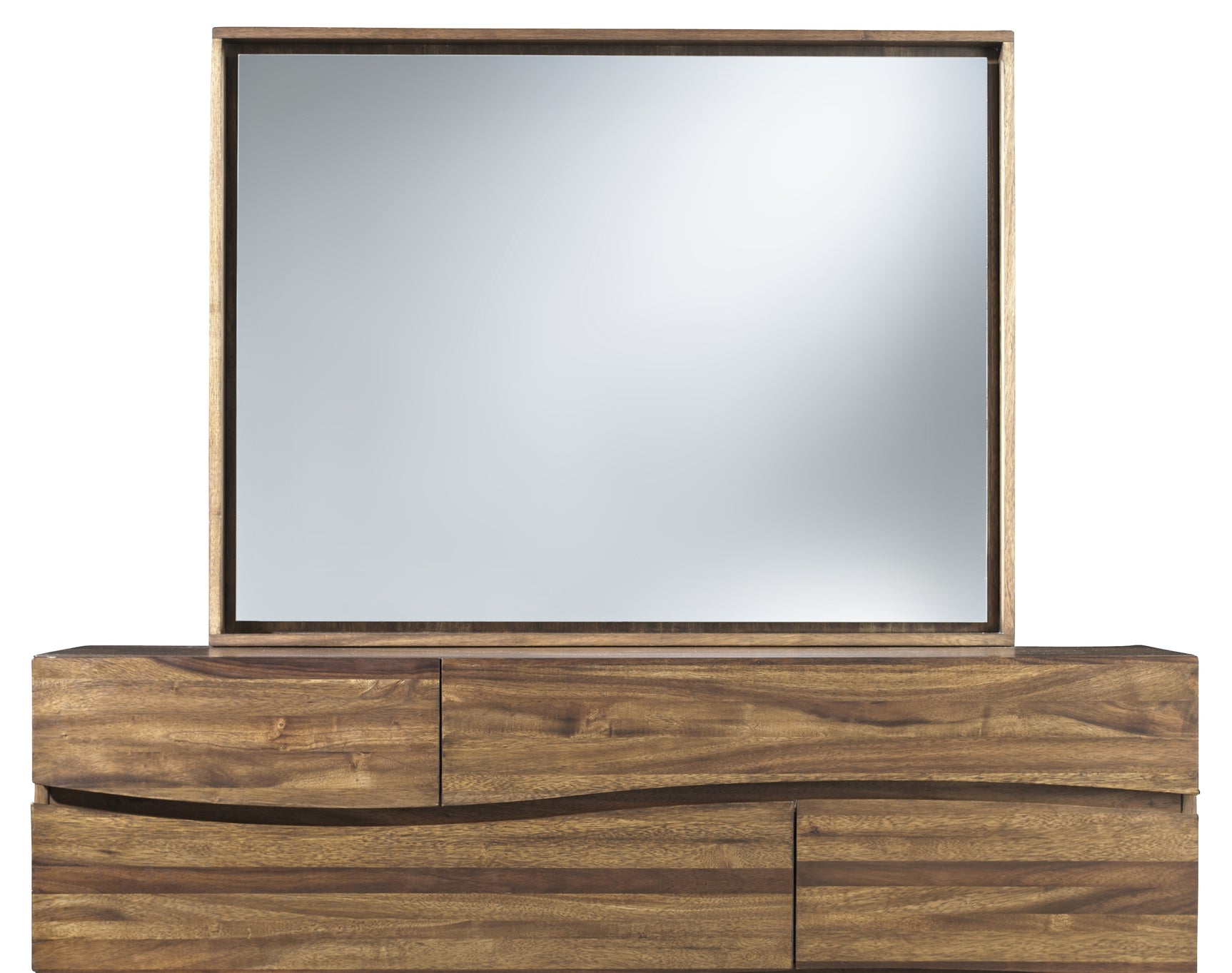 Ocean Solid Wood Floating Glass Mirror in Natural Sengon - Ornate Home